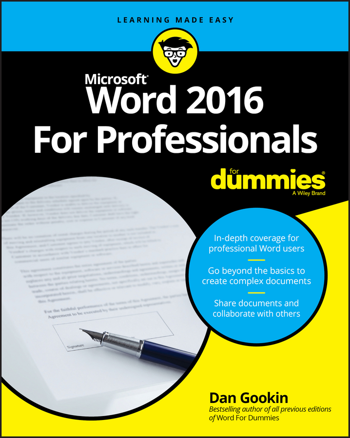 Word 2016 For Professionals For Dummies book cover