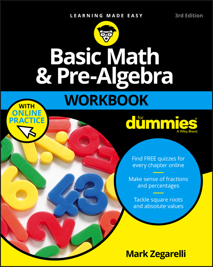 Basic Math & Pre-Algebra Workbook For Dummies with Online Practice book cover