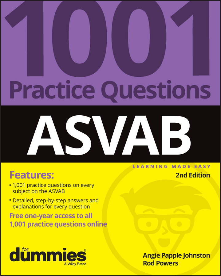 ASVAB: 1001 Practice Questions For Dummies (+ Online Practice) book cover