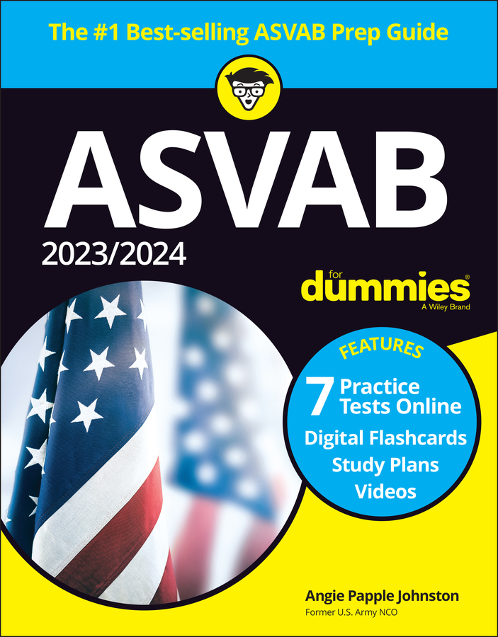 2023/2024 ASVAB For Dummies (+ 7 Practice Tests, Flashcards, & Videos Online) book cover